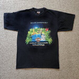 Harley Davidson Colombia We Live Dangerously 2005 Tee T Shirt Size M Rare